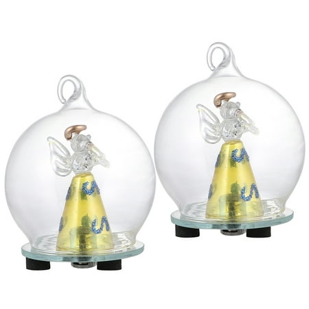 

2pcs Creative Angel Hanging Delicate Glass Hanging Adorable LED Glass Crafts Light Pendant Decor for Home