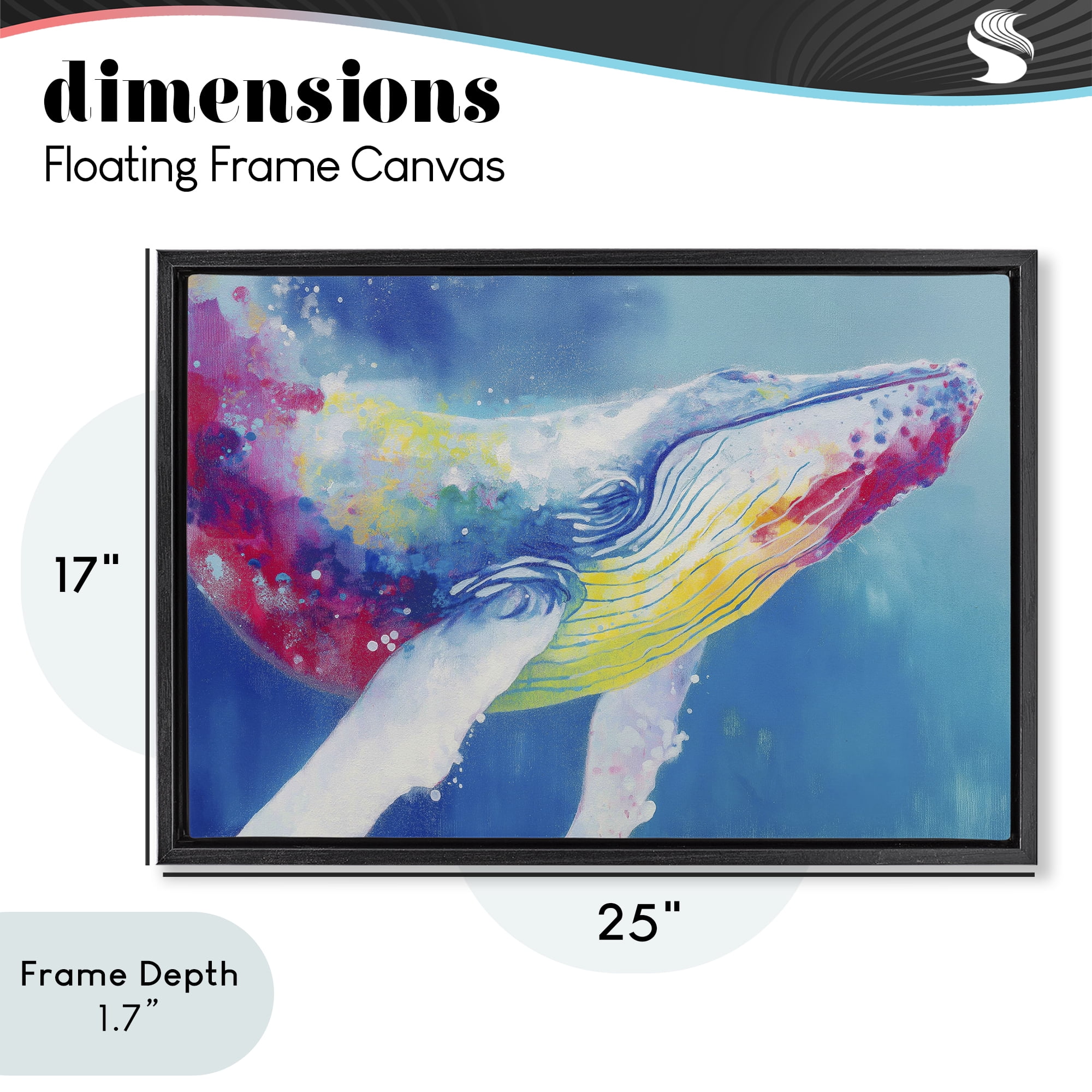 Stupell Industries Breaching Humpback Whale Black Framed Floater Canvas Wall Art, design by Chromatic Storm Studio