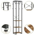 thumbnail image 4 of JOZ 70" Industrial Coat Rack with Shelf - Freestanding Hall Tree Entryway Organizer, 8 Hooks & Storage Bench for Coats, Shoes, Bags (Rustic Brown), 4 of 8