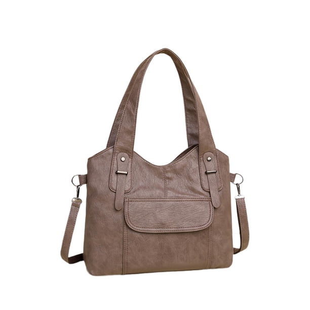Bolso de hombro de piel sintética, estilo hobo, elegante bolso de mano para mujer, bolso de mano con correa ajustable. Caqui