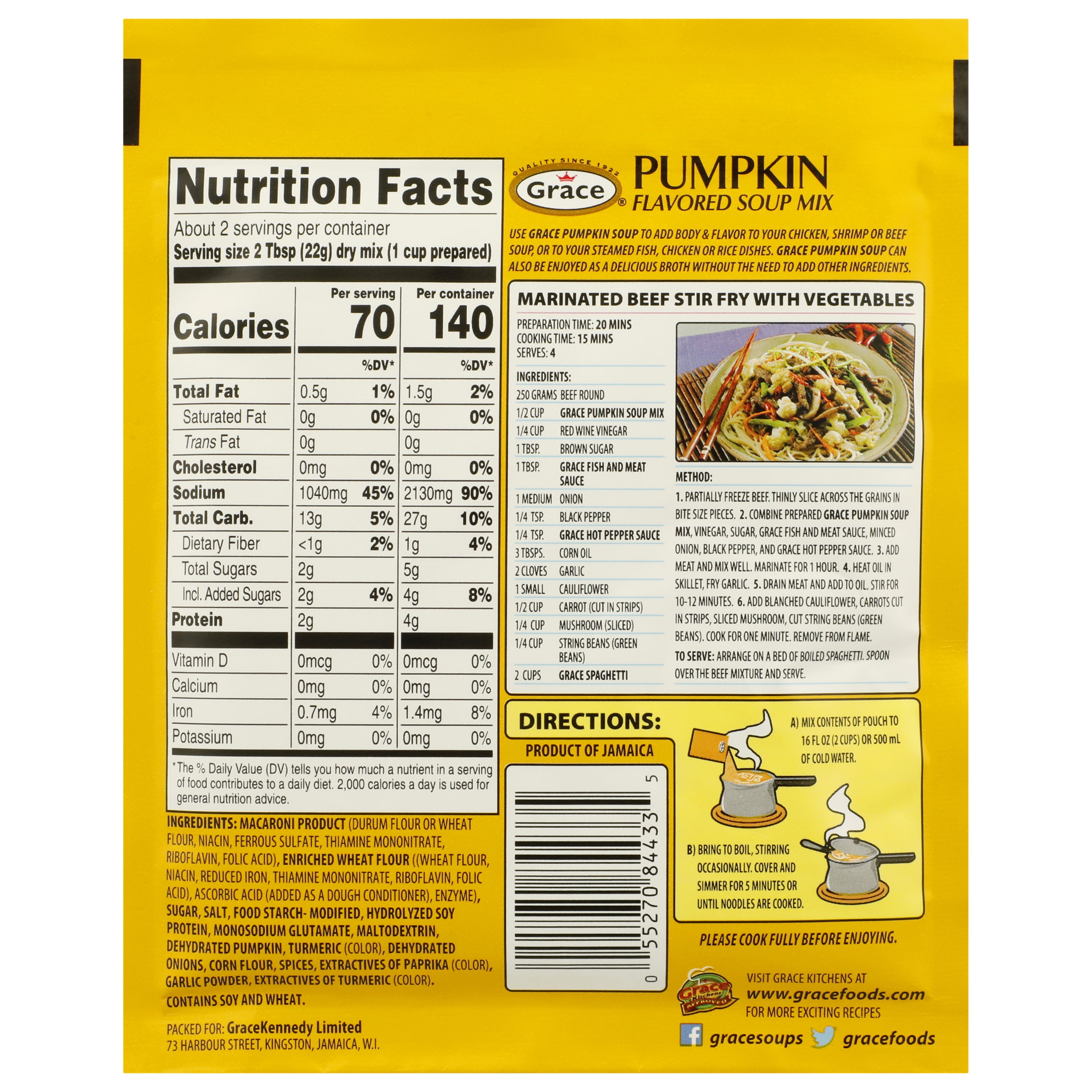 (8 pack) Grace Pumpkin Flavored Instant Soup Mix, 1.76 oz Pouch