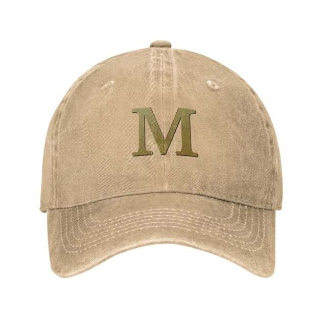 ZICANCN Casquette de Baseball Réglable Femmes, Alphabet M Pattern Chapeaux pour Hommes Adulte Lavé Coton Denim Baseball Caps Mode, Naturel