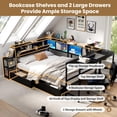 thumbnail image 3 of Miniyam Twin Size Daybed with LED Lights, Desk, Charging Station, Storage Drawers, Shelves and Flip-Up Headboard for Teens, Black, 3 of 7