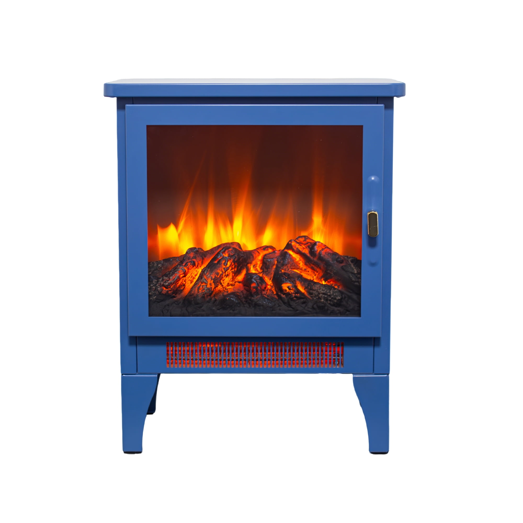 Indoor Fireplaces 17 inch Freestanding Electric Fireplace Stove heater with 3D Flame effect,Classic Blue,Gas Indoor Fireplaces