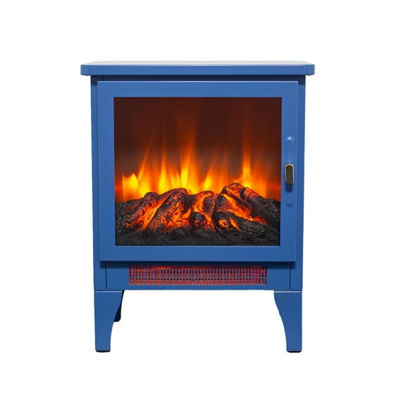 17 inch Freestanding Electric Fireplace Stove heater with 3D Flame effect,Classic Blue