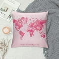 thumbnail image 2 of YANMS Quote Pink Watercolor World Map Soft Throw Pillow Covers Cushion Cover Decor for Sofa Couch Bed, 2 of 5