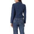 thumbnail image 3 of INSPIRE CHIC Jean Jacket for Women's Notched Lapel One Button Long Sleeve Denim Blazer, 3 of 6