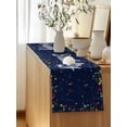 thumbnail image 5 of Table Runner 72 Inches Long for Kitchen Dining, Happy Birthday Dresser Scarf Farmhouse, Dining Table Decorations for Wedding/Parties, Navy Blue Modern Abstract Art 18 x 72 In, 5 of 8
