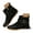 Black, variant on Women's Fringe Ankle Boots Winter Warm Flats Combat Booties Tassel Walking Riding Short Boots
