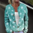 thumbnail image 2 of Women's Fashion Christmas Printed Long Sleeve Knitted Cardigan Button Down Jacket for Holiday Casual Wear and Women's Outerwear with Festive Design,Cyan,5XL, 2 of 6