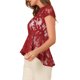 thumbnail image 4 of INSPIRAR CHIC Blusa Peplum de Encaje con Cuello Redondo y Mangas Cortas, Corte Alto-Bajo, Talla XS, Roja, 4 of 6