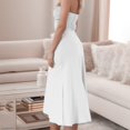 thumbnail image 5 of Sexy Front Strapless Sweetheart Neckline Midi Dresses For Women Smocked Cutout Tube Linen Dress Wedding Guest V Neck Tunic Dress for Women Midi Dress plus Size Women Summer Tunic Dress V Neck Casual, 5 of 7