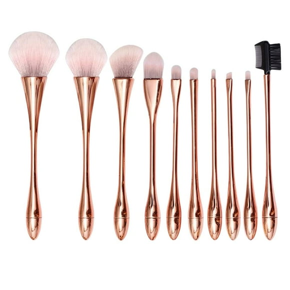 10 Piezas Brochas de Maquillaje Zulema Suaves de Primera para Correctores de Rubor de Base Rosa