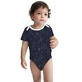 thumbnail image 3 of Daiia Navy Dark Blue Printed Unisex-Baby Short Sleeve Onesies Bodysuits Baby Climbing Clothes Soft and Comfortable Romper with Expandable Shoulder Design-9M, 3 of 8