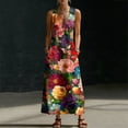 thumbnail image 5 of HBYJLZYG Women's Sleeveless V Neck Floral Maxi Dress with Pockets, Loose Fit Casual Boho Summer Long Dress for Vacation Beach and Daily Wear, 5 of 7