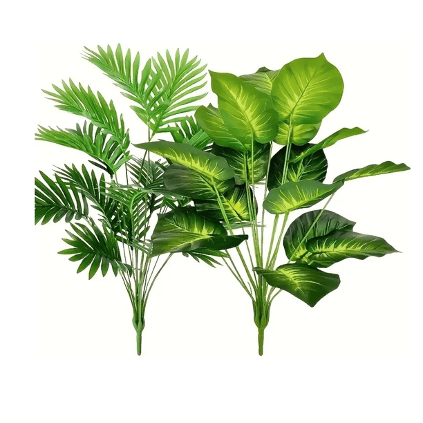 2pz Plantas Hojas De Palma Y Monstera Decorativa 18 Hojas, Malubero, color verde