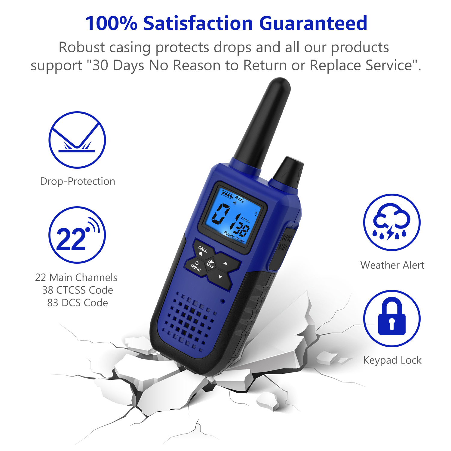 WisHouse K10 Walkie Talkies, 2 Pack Blue photo 8