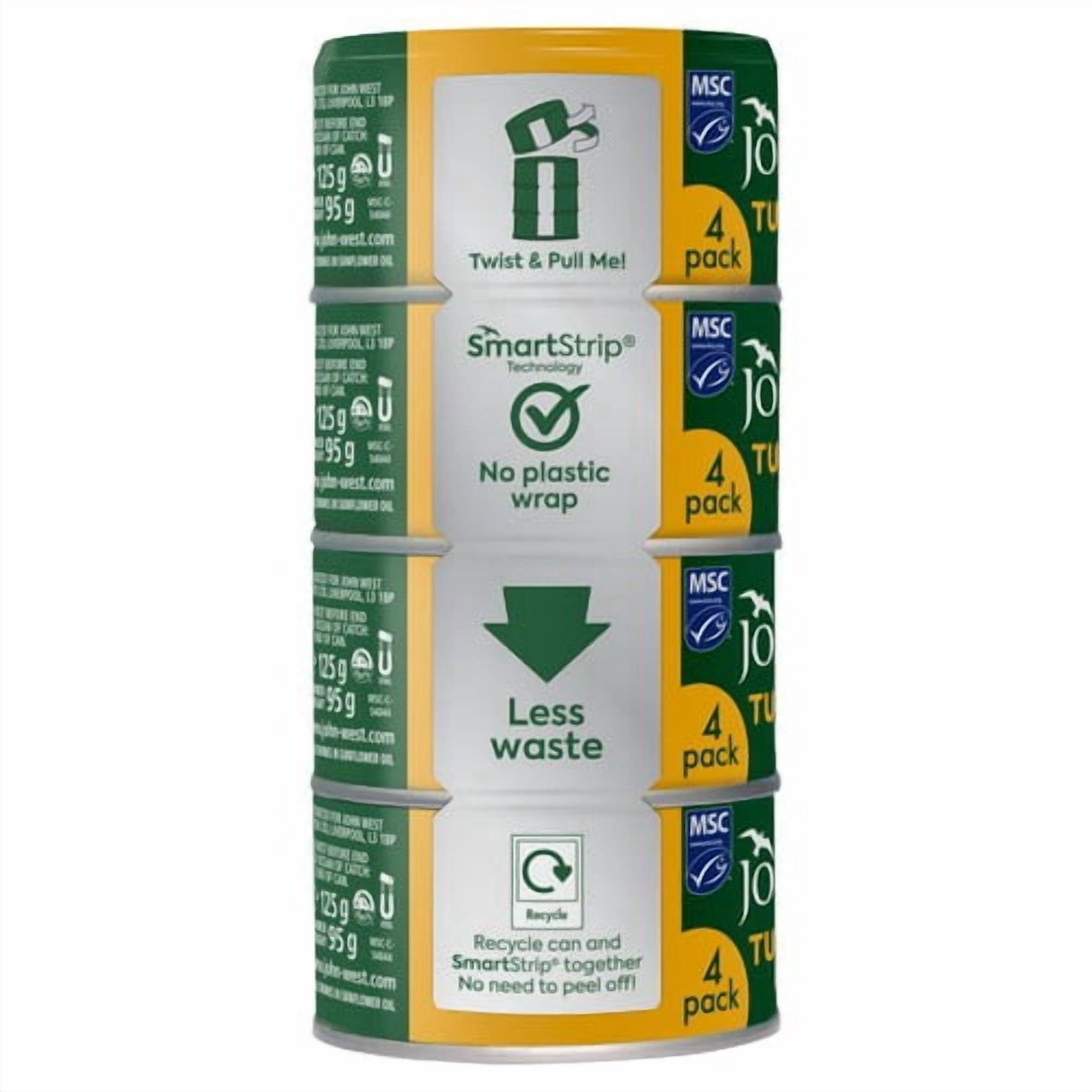 John West Tuna Chunks in Sunflower Oil MSC 4 x 125g, British Import (Pack of 3)