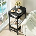 thumbnail image 6 of 28in Tall Side Table 3-Tier Small Narrow End Table for Couch, Skinny Nightstand for Small Space, Farmhouse Slim Night Stand with Storage, Wooden Frame Thin Bedside Table, for Living Room, Black, 6 of 17