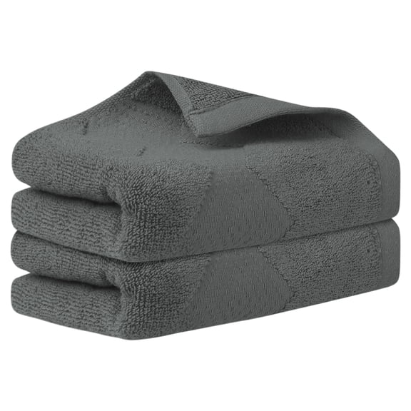 REGALWOVEN Cotton 2 Piece Hand Towels, Thick and Comfort, Highly Absorbent Towels for Bathroom, Travel Grey 14" x 30"