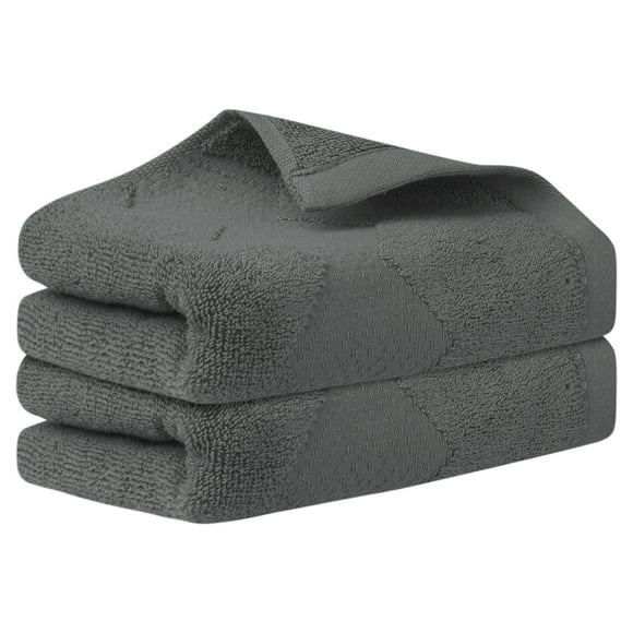 Toallas de mano de algodón REGALWOVEN de 2 piezas, gruesas y cómodas, toallas altamente absorbentes para baño, viaje gris 14" x 30"