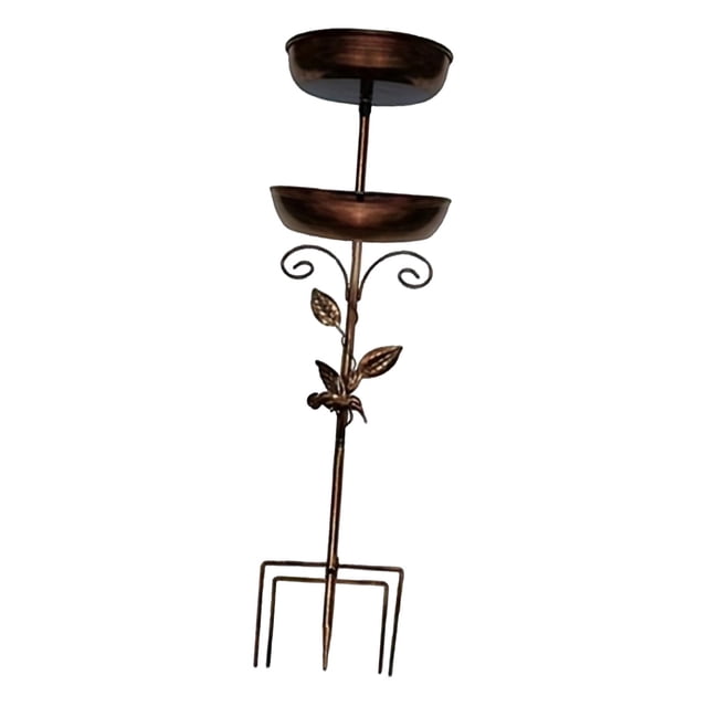 Comedero para pájaros con dos cuencos, estación de alimentación, regalo, comedero para pájaros con estaca para cerca de patio, decoración de patio