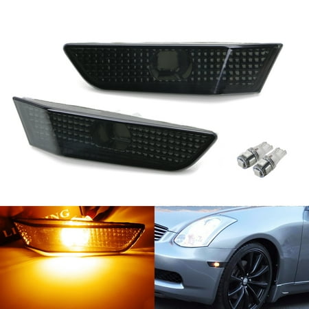 Ijdmtoy 2 Amber Yellow Led Lights W Jdm Dark Smoked Lens Side
