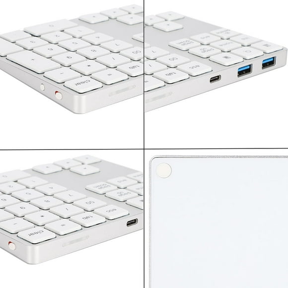 Pavé Numérique Sans Fil BT Pavé Numérique 34 Touches Clavier HUB Typeec Adapté pour Fenêtres, Alliage d'Aluminium, Extension USB3.0, Distance de Transmission 10m