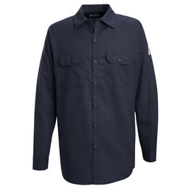 Bulwark® Size 3X Tall Navy Cotton Long Sleeve Flame Resistant Shirt With Button Closure (2 Pack)