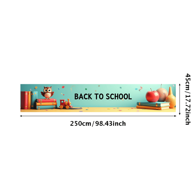 Colorful Back to School Themed Banner with Owl Book Train Elements Party Backdrop Decorations for School Events Classroom Decorations Student Celebrations