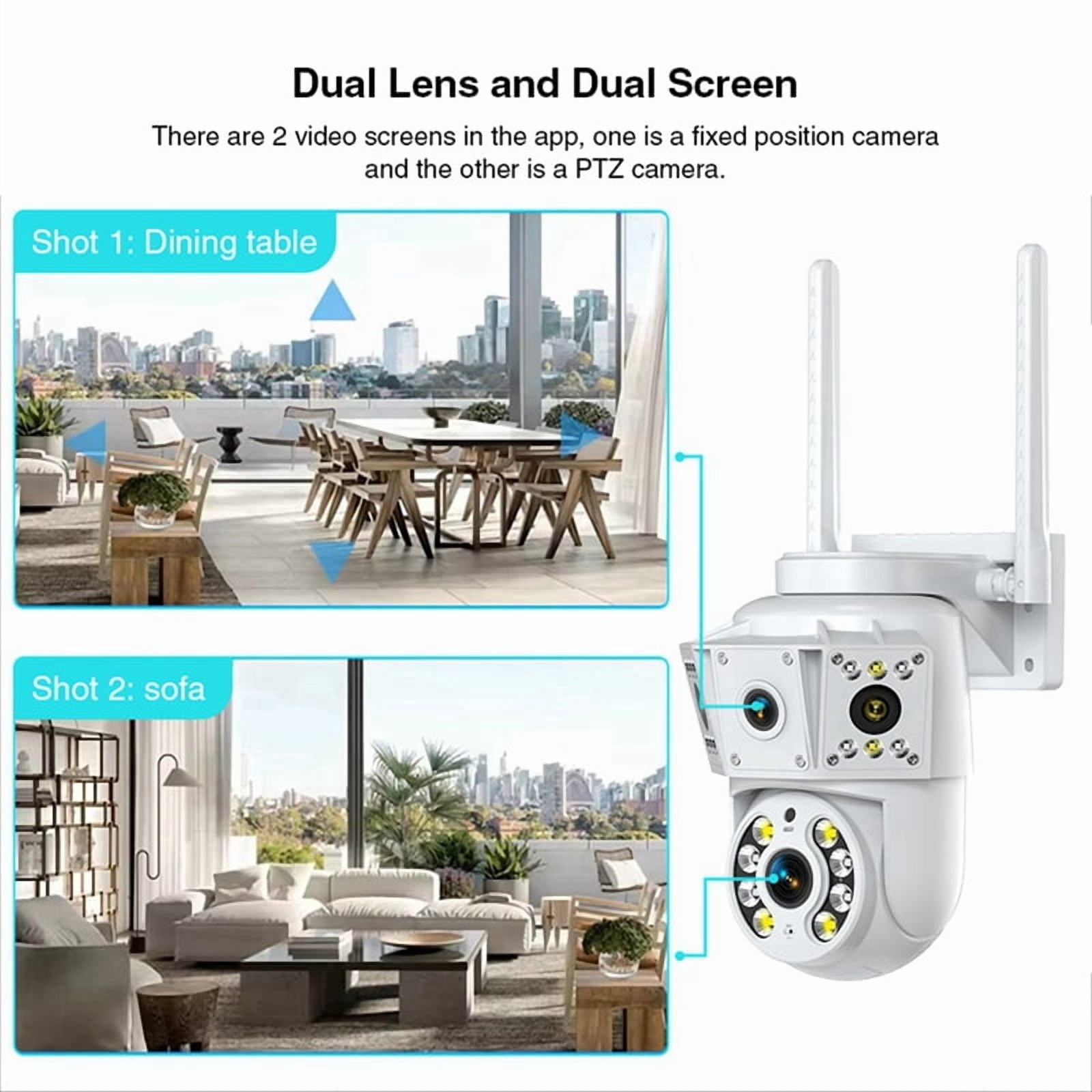 1080P Wireless WIfi Camera Outdoor Multi Lens Surveillance Camera, Two Way Intercom Night Vision Baby Monitor