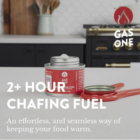 GasOne 2  Hour Chafing Fuel - Food Warmer for Chafing Dish Buffet Set - Liquid Safe Fuel with Wick & Lid Opener for Chafing Dish (Pack of 12)