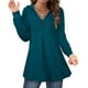 thumbnail image 2 of Gibobby Playeras Deportivas Blusas sexys con cuello en V para mujer, blusas tipo túnica con capucha de manga larga, suéter con botones, sudadera con capucha, sudaderas suaves y cálidas（Aqua， M), 2 of 5