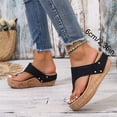 thumbnail image 2 of Womens Platform Flip Flops with Arch Support Comfy Footbed Wedge Sandals Boho Hollow out Nonslip Slip on Cork Wedges Heels Black Size 9, 2 of 5