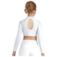 thumbnail image 3 of iixpin Big Girls Hip Hop Streetwear Sparkling Jazz Dance Crop Tops Mock Neck Cheerleading Dancing Clothes White 16, 3 of 6