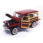 1955 Willys Jeep Station Wagon Dark Blue and White 1/18 Diecast Model Car by Road Signature