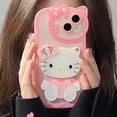 thumbnail image 4 of Sanrio-funda transparente de Hello Kitty para iPhone, 15, 14, 13, 11, 12 Pro Max, XS, XR, 7, 8 Plus, SE20, con espejo cosmético, cubierta de dibujos animados, Y2K, 4 of 5