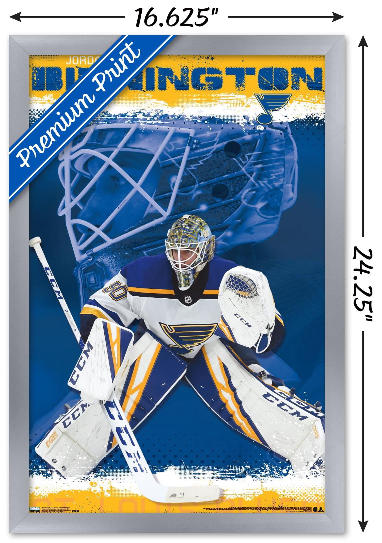 NHL St. Louis Blues - Jordan Binnington 19 Wall Poster, 14.725" x 22.375", Framed