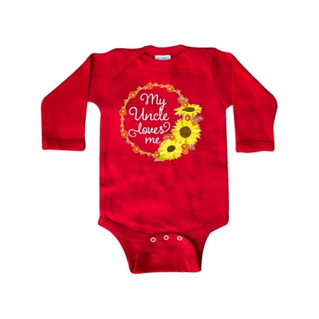 

Inktastic My Uncle Loves Me with Sunflower Wreath Gift Baby Boy or Baby Girl Long Sleeve Bodysuit