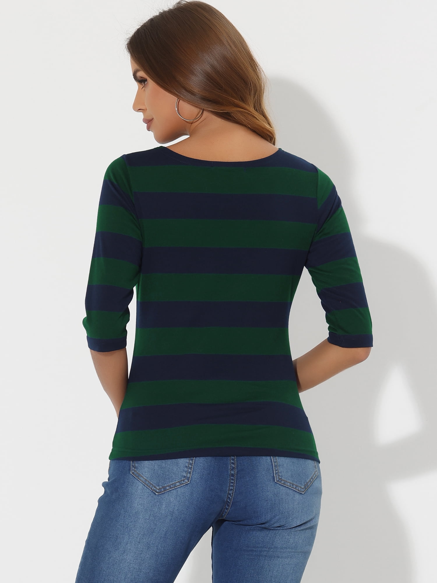 DARING DIVA Women's Halloween Costume Boat Neck Top T-Shirts M Green Navy