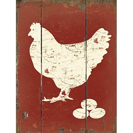 Barnyard Designs White Hen Laying Fresh Eggs Retro Vintage Wood Plaque Bar Sign Country Home Decor 15.75