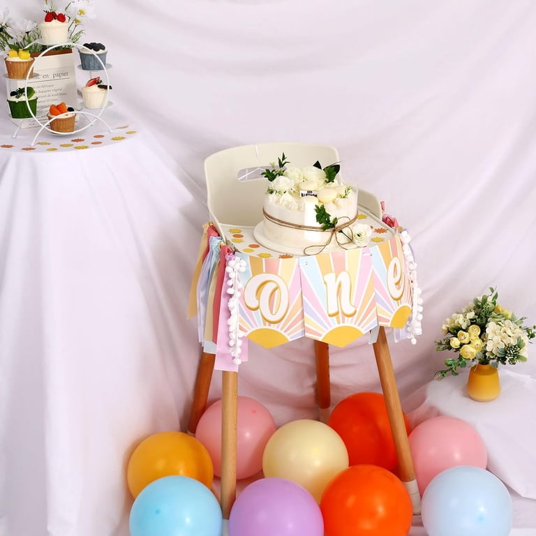 Transportation Theme High Chair Banner For 1st Birthday - Fire Truck, Taxi, Air Balloon Decor