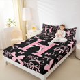 thumbnail image 3 of Erosebridal Pink Personalized Initial H Bed Sheets 4pcs,Cartoon Dreamy Bow Knot King Sheets,Microfiber Bedroom Decor, 3 of 5