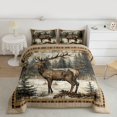 thumbnail image 2 of Homewish Jungle Animal Deer Full Size Comforter Sets 3-Piece for Female Men Women,Vintage Woodland Wildlife Bedding Comforter Set,Geometric Plaid Grid Lightweight Bedding Sets, 2 of 8