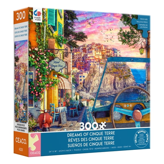 Ceaco Dominic Davison Dreams of Cinque Terre 300-PC Interlocking Jigsaw Puzzle for Adults Ages 14