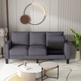 thumbnail image 2 of Modern 3-Seater Upholstered Futon Sofa with Storage, 100% Polyester Couch with Rubberwood Legs for Living Room Bedroom Office Apartment, 2 of 9