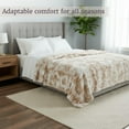 thumbnail image 4 of Lavish Home 60x80 Ruched Jacquard Faux Fur Blanket for Sofa and Bed, Beige, 4 of 8