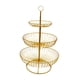 thumbnail image 5 of Soporte de cesta de alambre para frutas y verduras de 3 capas, multiusos, gran capacidad, altura, 48cm, organizador de aperitivos para sala de estar, Anillo superior dorado, 5 of 9