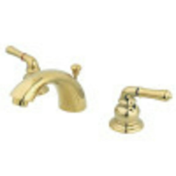 Kingston Brass GKB952 Water Saving Magellan Mini Widespread Deck Mount Lavatory Faucet, Polished Brass