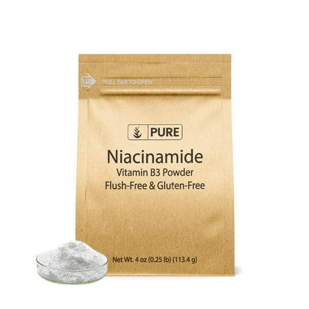 Pure Niacinamide (Vitamin B3) (4 oz) 100% Pure, Vegan & Gluten-Free, Flush-Free, Eco-Friendly Packaging